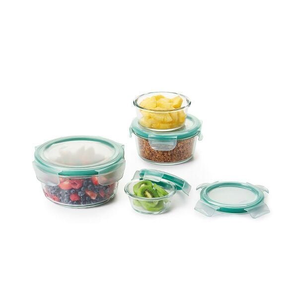 8 Piece Smart Seal Glass Round Container Set C7