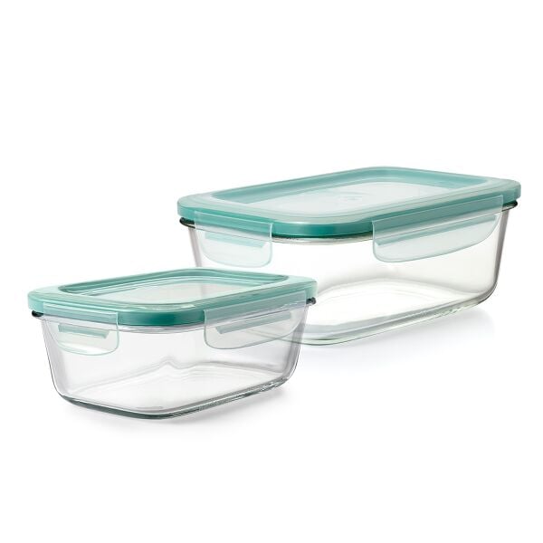 8 Cup Smart Seal Glass Rectangle Container & 3.5 Cup Smart Seal Glass Rectangle Container Bundle S8