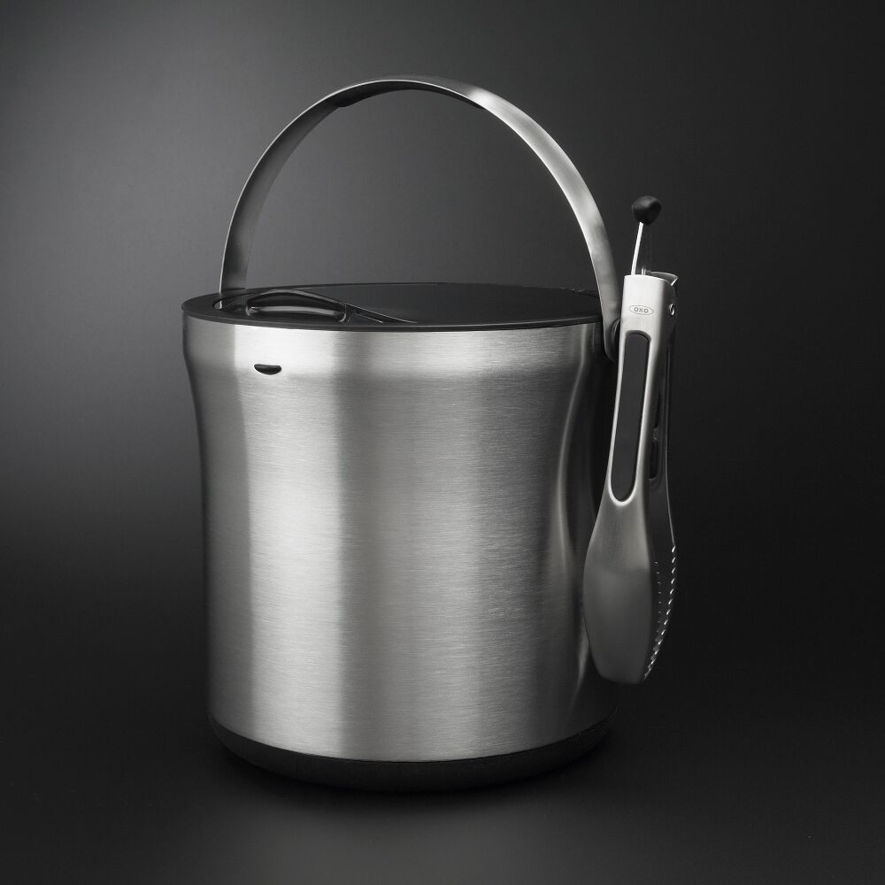 Steel Ice Bucket & Tong Set X0