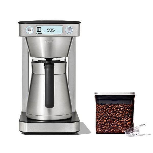 12-Cup Coffee Maker with Podless Single-Serve Function & Steel Coffee POP Container (1.7 Qt) with Scoop Bundle N3