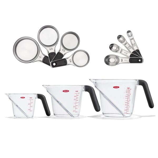 3 Piece Angled Measuring Cup Set & Stainless Steel Measuring Cups and Spoons Set Bundle B2