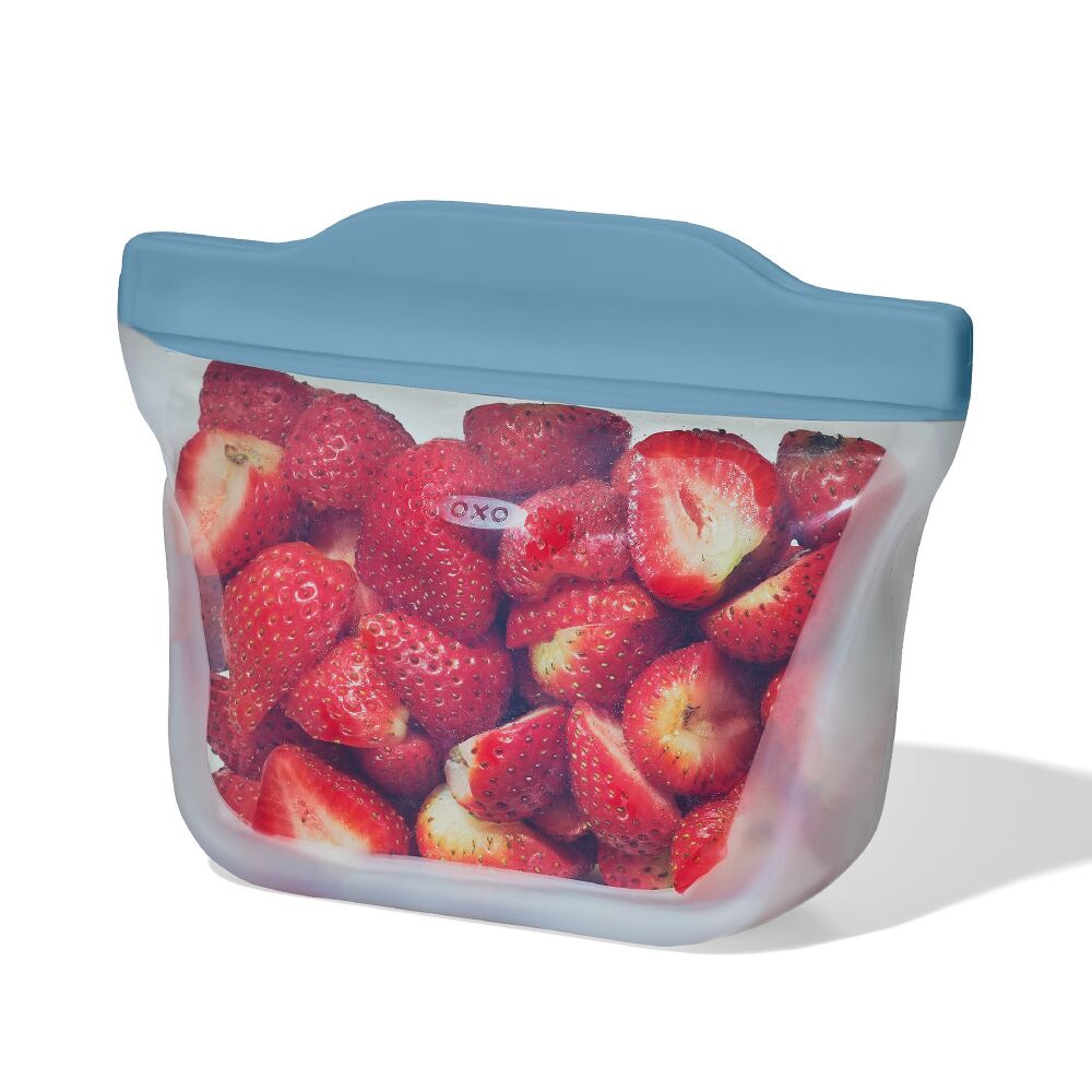 Silicone Reusable Bag Stand-Up Snack (12 oz) - Ocean Blue I4