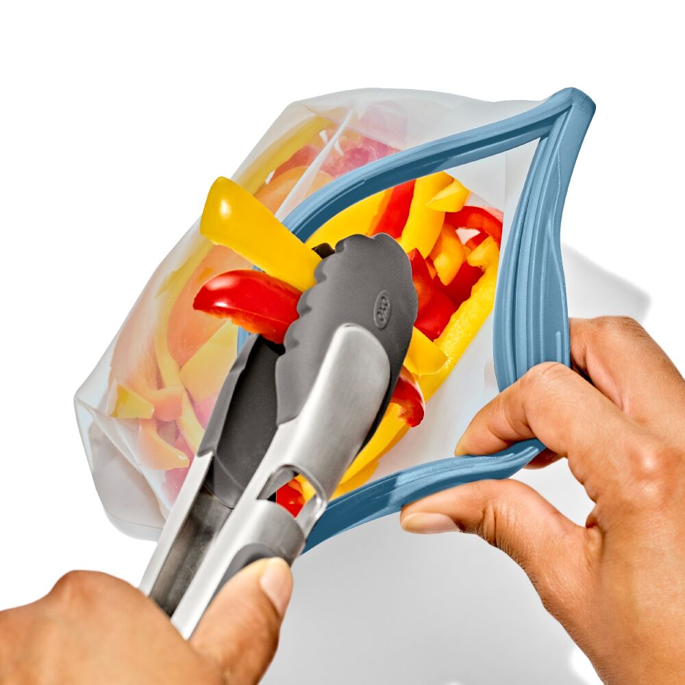 Silicone Reusable Bag Stand-Up Quart (32 oz) - Ocean Blue K2