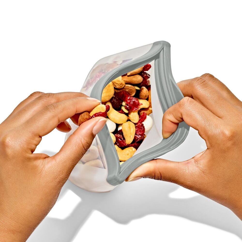 Silicone Reusable Bag Stand-Up Snack (12 oz) - Fog X8