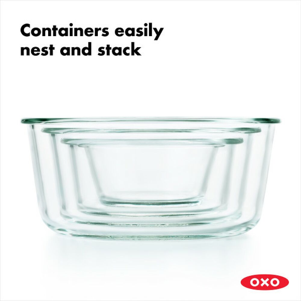 8 Piece Smart Seal Glass Round Container Set X6