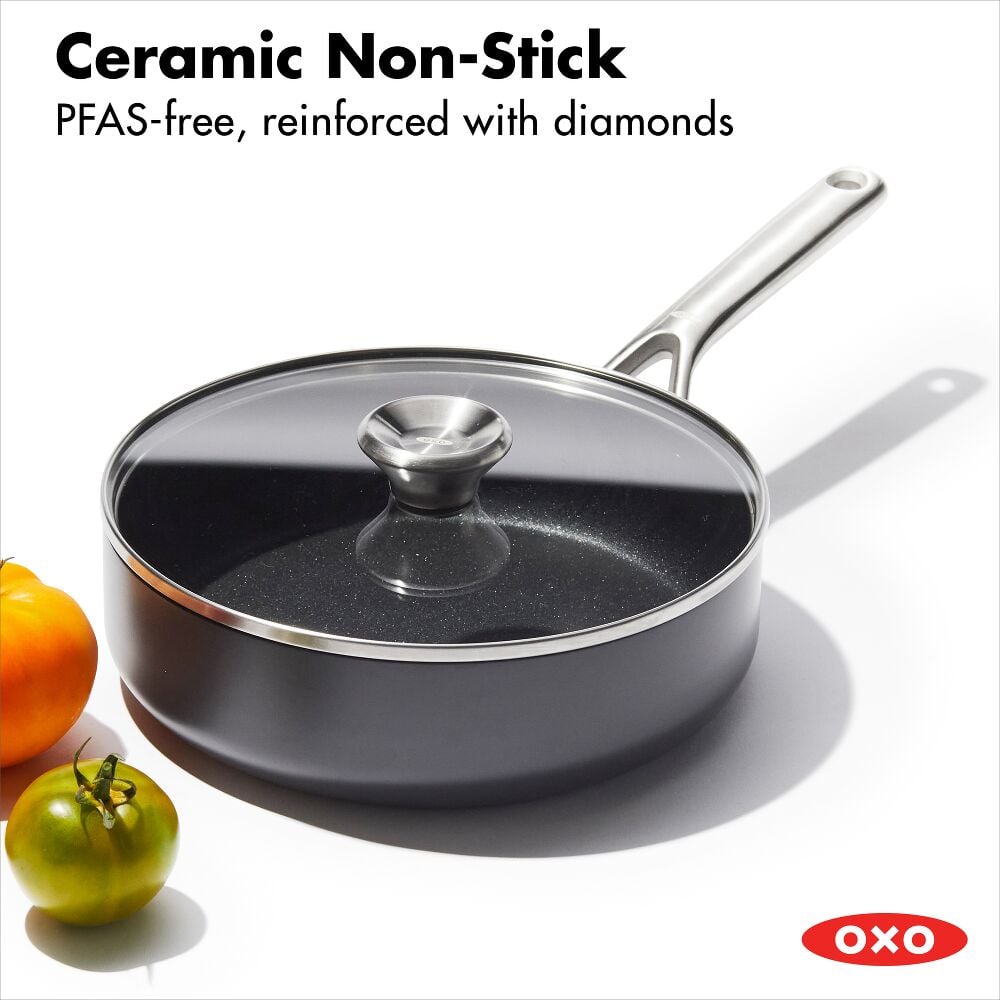 Ceramic Professional Non-Stick 3-Quart Sauté Pan with Lid I6