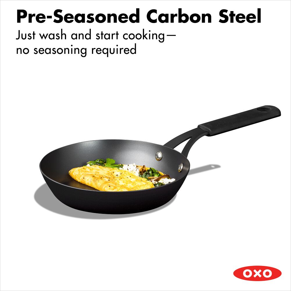 Carbon Steel Obsidian Series 8-Inch Frypan with Silicone Sleeve Y4