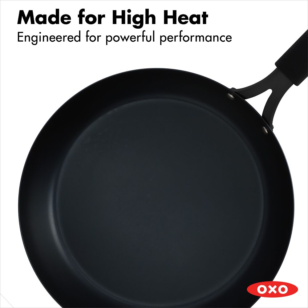 OXO Carbon Steel Obsidian Series 12-Inch Frypan with Silicone Sleeve L4