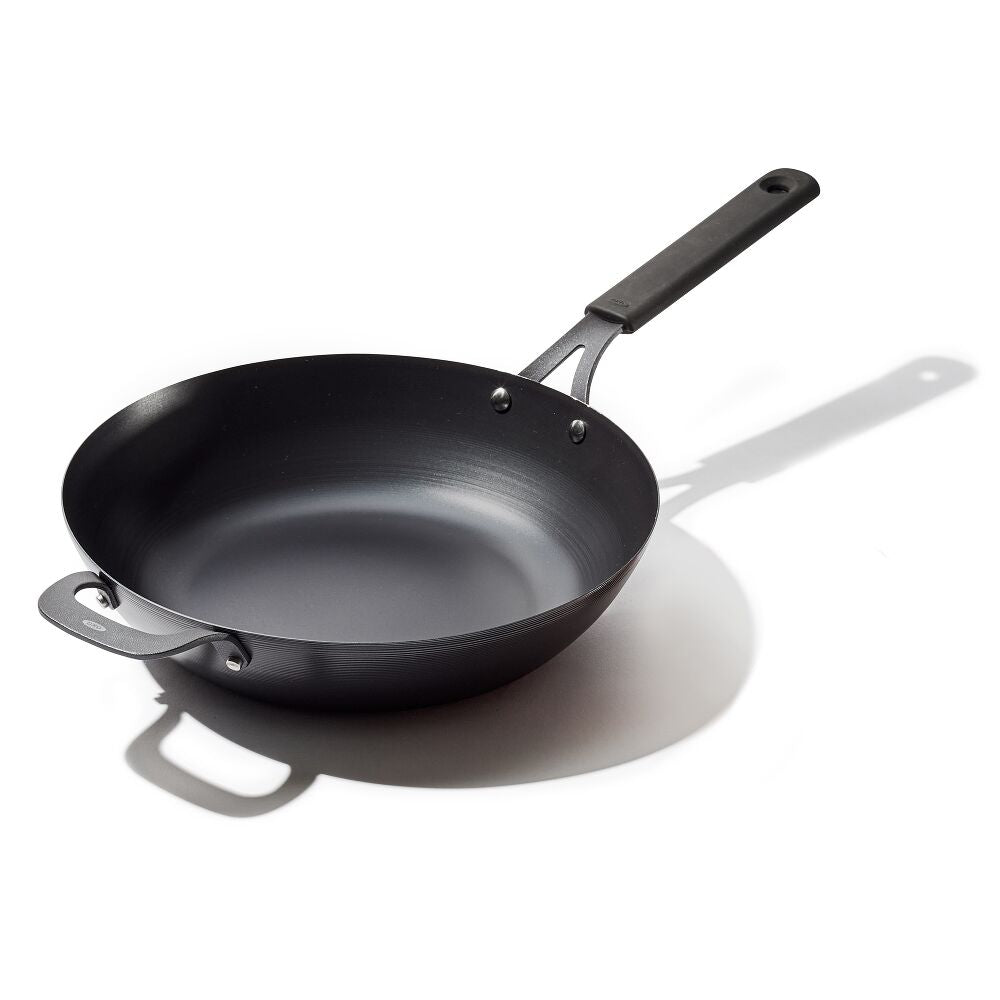 Carbon Steel Obsidian Series 12-Inch Wok with Silicone Sleeve O3