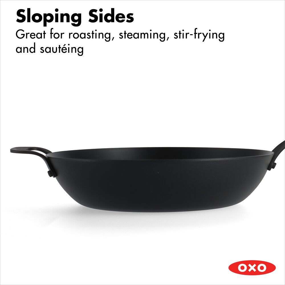 Carbon Steel Obsidian Series 12-Inch Wok with Silicone Sleeve O3