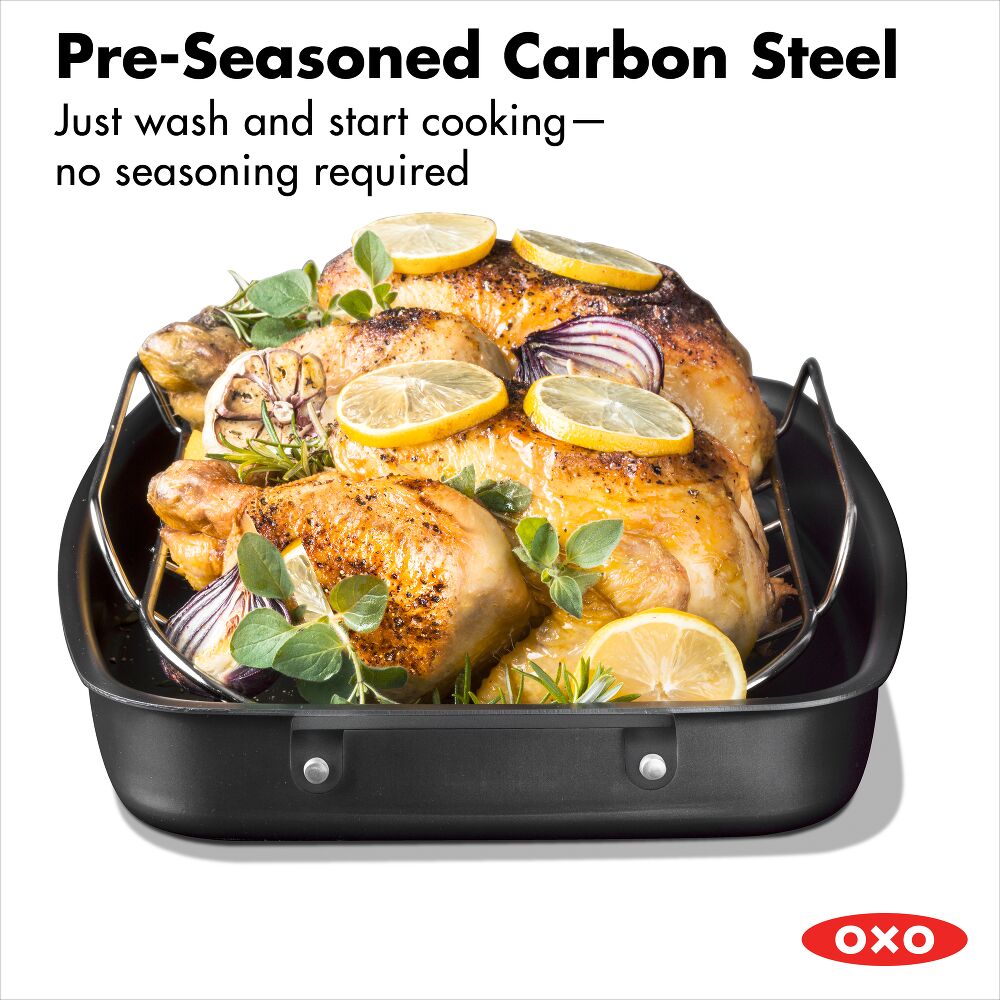 Carbon Steel Obsidian Series Roaster with Rack G3