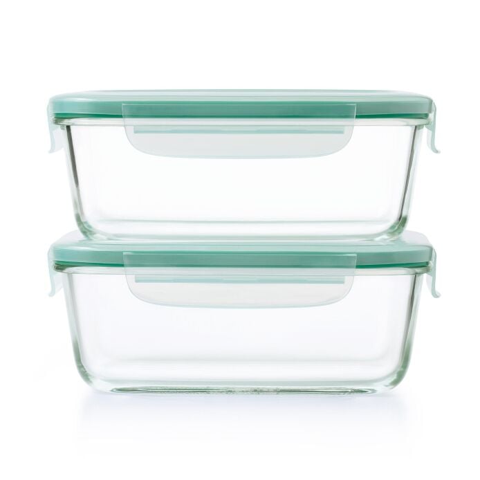 Smart Seal 8 Cup Glass Rectangle Container - Teal O0