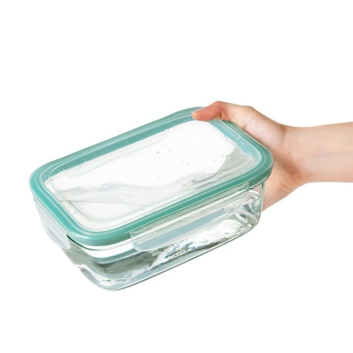 Smart Seal 8 Cup Glass Rectangle Container - Teal O0
