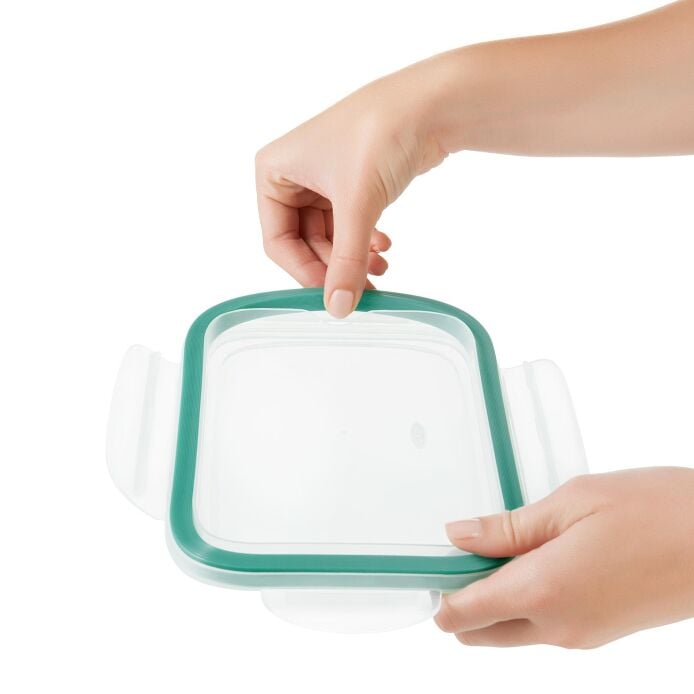 Smart Seal 8 Cup Glass Rectangle Container - Teal O0