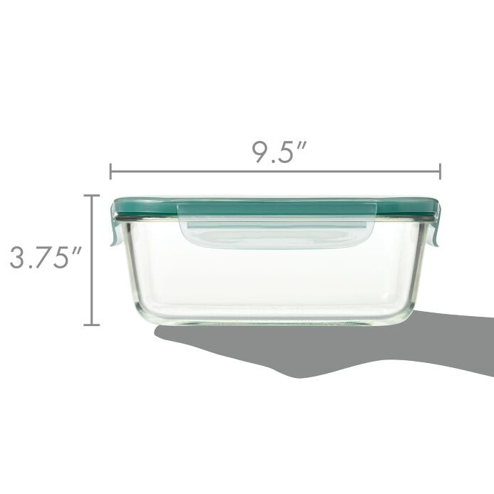 Smart Seal 8 Cup Glass Rectangle Container - Teal O0