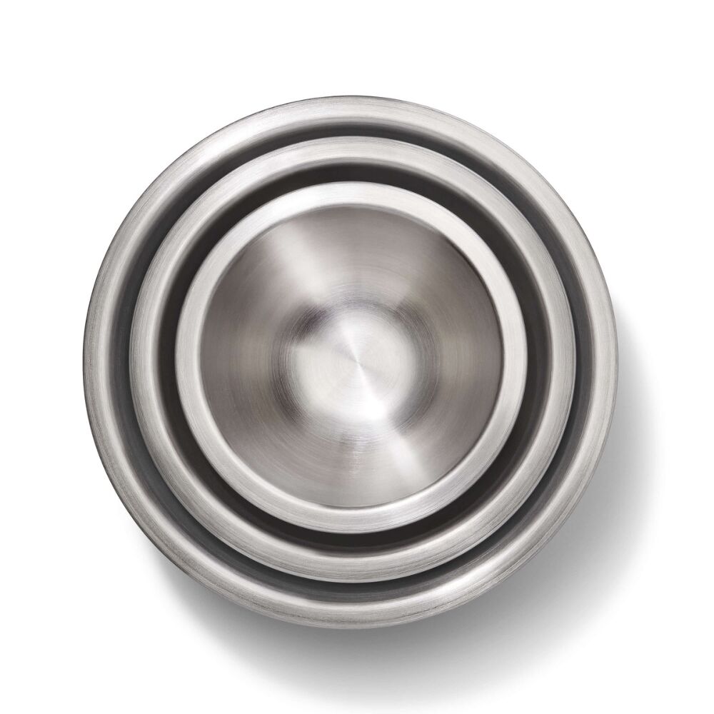3-Piece Stainless Steel Mixing Bowl Set - Blue/Gray H8