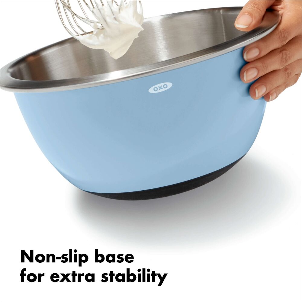 3-Piece Stainless Steel Mixing Bowl Set - Blue/Gray H8