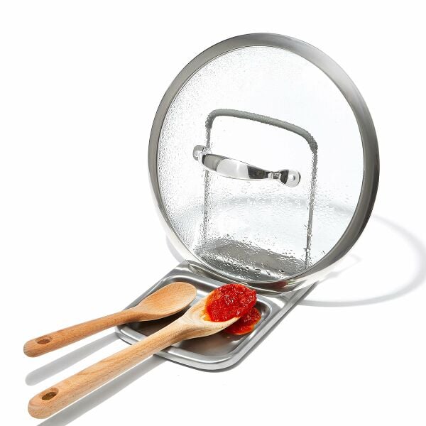 Stainless Steel Spoon Rest with Lid Holder D4