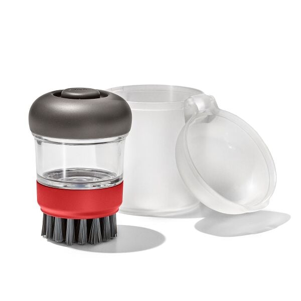 Outdoor Soap Dispensing Dish Brush with Storage Case V2