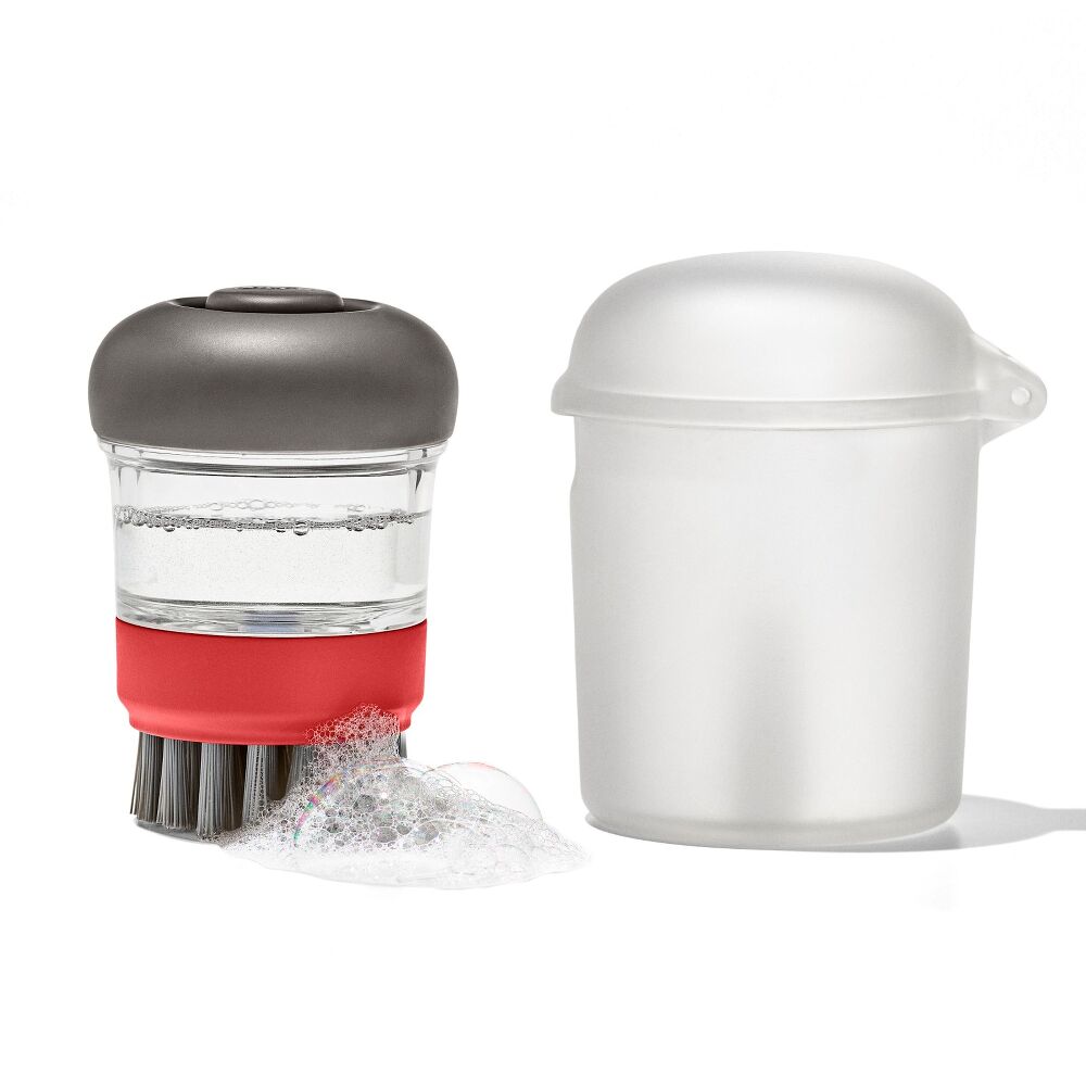 Outdoor Soap Dispensing Dish Brush with Storage Case V2
