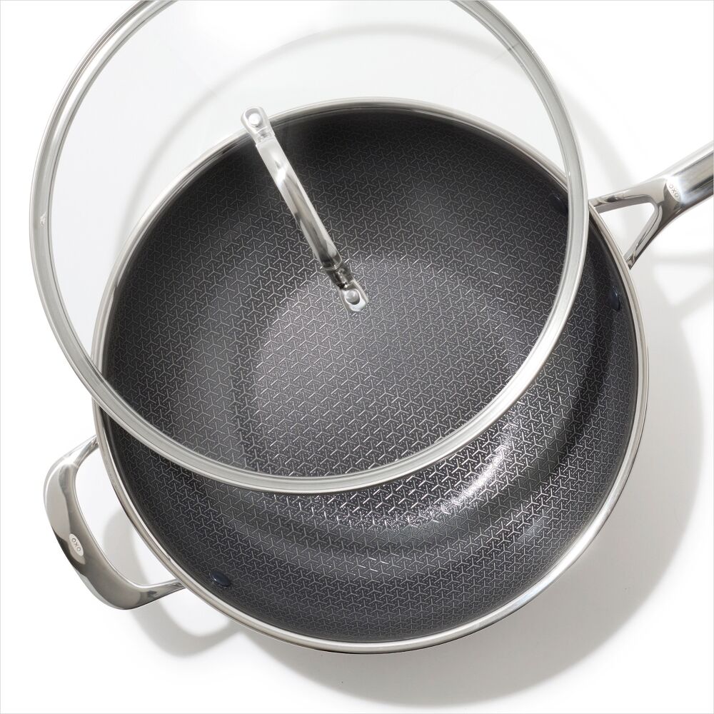 Trident Hybrid Non-Stick Stainless Steel 5 Qt Wok with Lid U6
