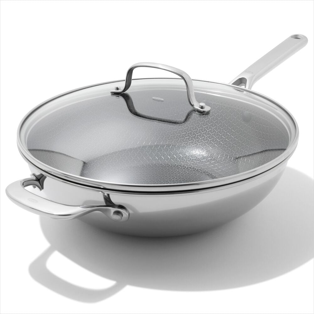 Trident Hybrid Non-Stick Stainless Steel 5 Qt Wok with Lid U6