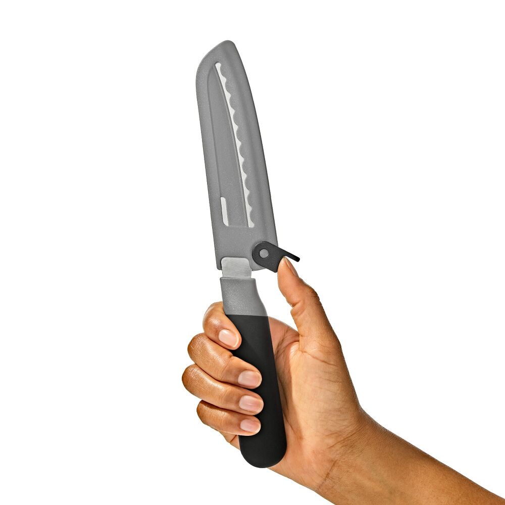 5 in Serrated Utility Knife with Locking Sheath E4