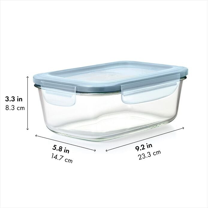 Smart Seal 8-Cup Glass Rectangle Container - Arctic Blue Y1
