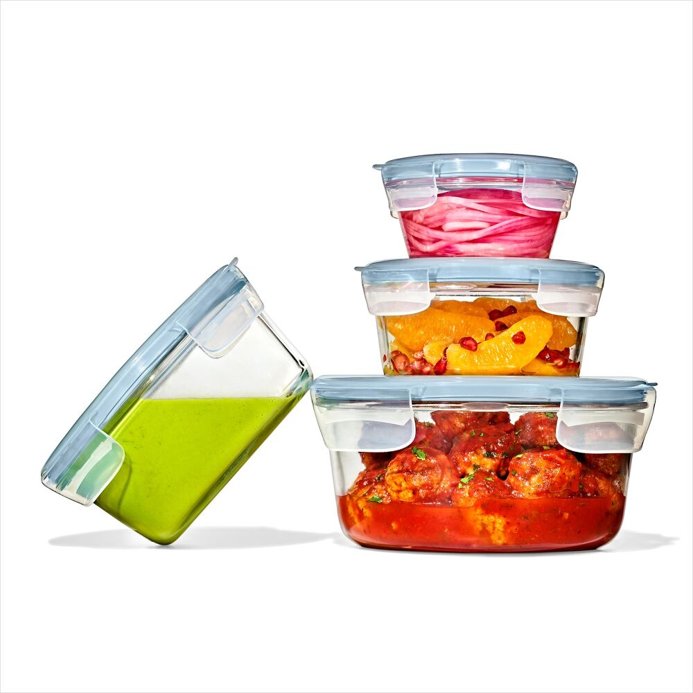 Smart Seal 4-Cup Glass Round Container - Arctic Blue C6