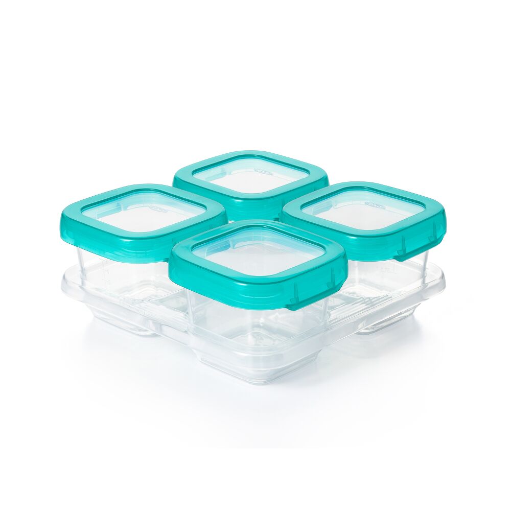 6 oz Baby Blocks™ Plastic Freezer Storage Containers - Tot Teal Q8