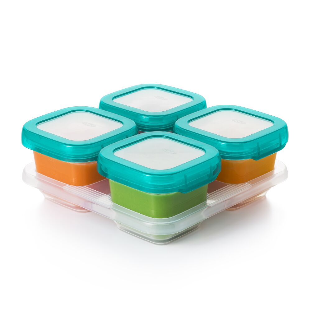 6 oz Baby Blocks™ Plastic Freezer Storage Containers - Tot Teal Q8