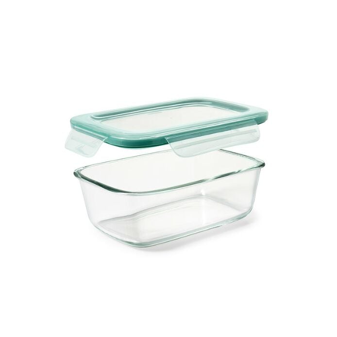 Smart Seal 8 Cup Glass Rectangle Container - Teal O0