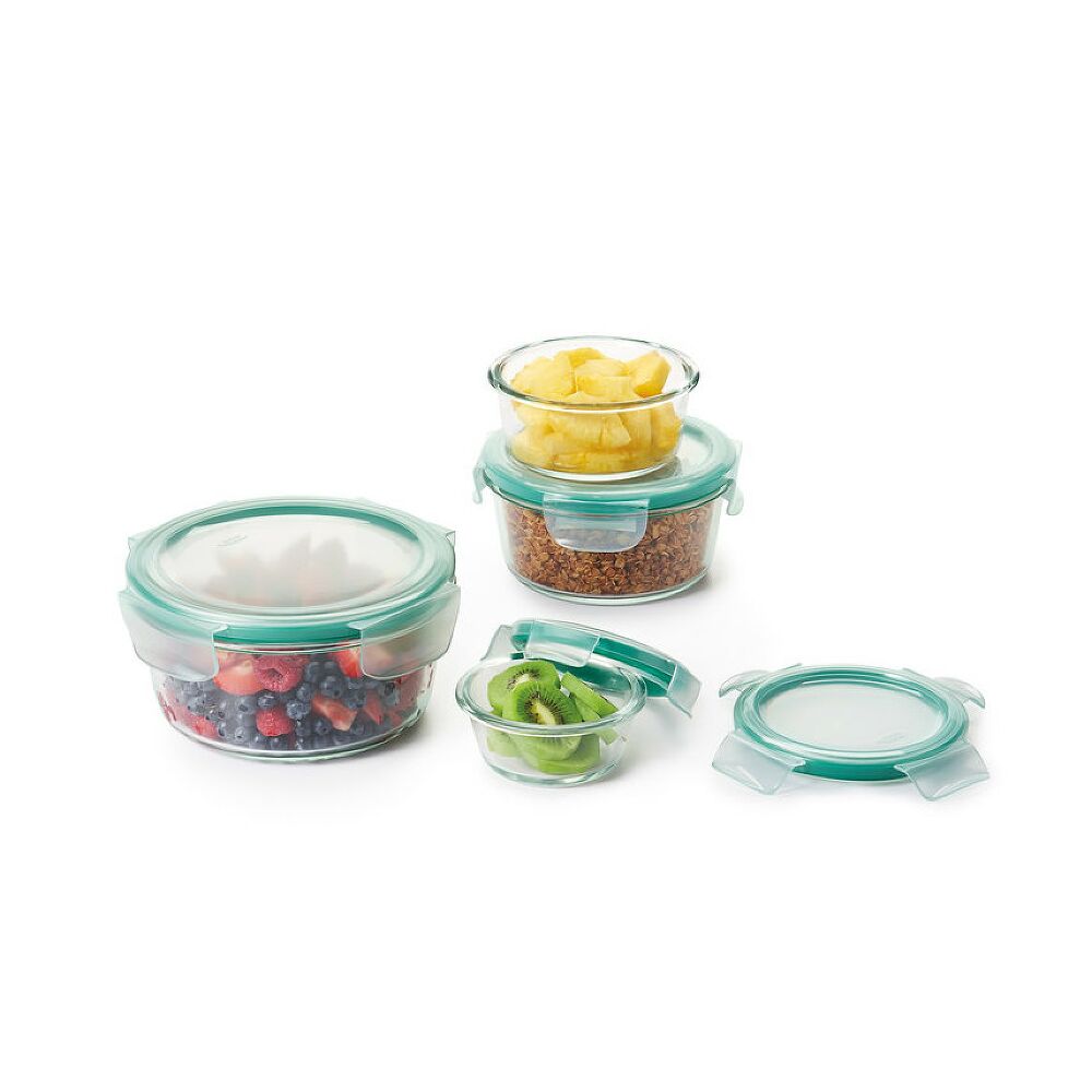 8 Piece Smart Seal Glass Round Container Set X6