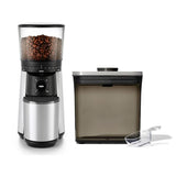 Conical Burr Coffee Grinder & Steel Coffee POP Container (1.7 Qt) with Scoop Bundle S9