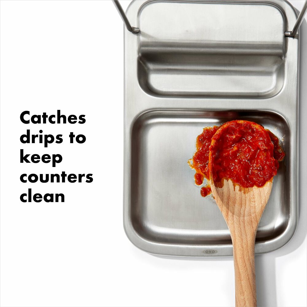 Stainless Steel Spoon Rest with Lid Holder D4