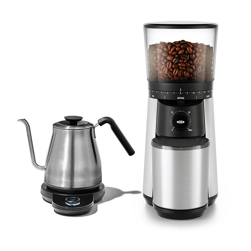 Adjustable Temperature Pour-Over Kettle & Conical Burr Coffee Grinder Bundle E8