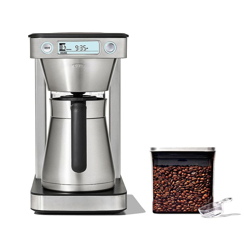 12-Cup Coffee Maker with Podless Single-Serve Function & Steel Coffee POP Container (1.7 Qt) with Scoop Bundle O1