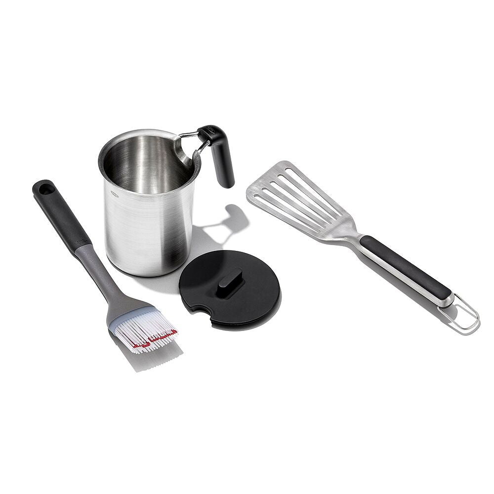 Grilling Basting Pot and Brush Set & Grilling Precision Turner Bundle H2
