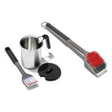 Grilling Basting Pot and Brush Set & Nylon Grill Brush for Cold Cleaning Bundle F9