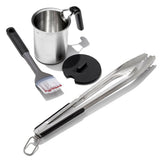 Grilling Basting Pot and Brush Set & Grilling Tongs with Built-In Bottle Opener Bundle A1