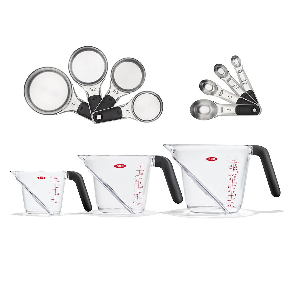 3 Piece Angled Measuring Cup Set & Stainless Steel Measuring Cups and Spoons Set Bundle B2
