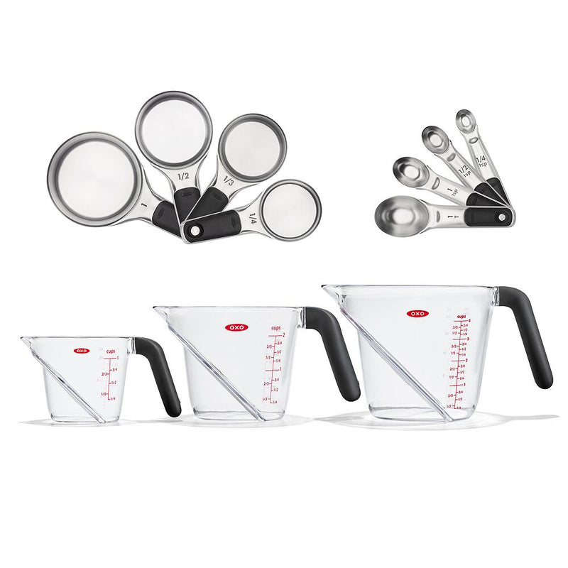 3 Piece Angled Measuring Cup Set & Stainless Steel Measuring Cups and Spoons Set Bundle B2