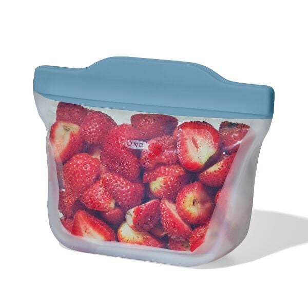 Silicone Reusable Bag  Stand-Up Snack (12 oz) - Ocean Blue U4