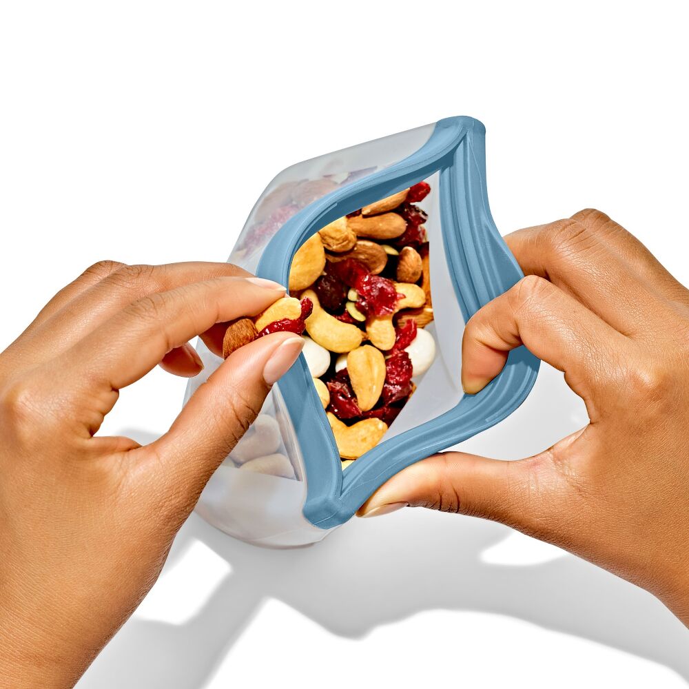 Silicone Reusable Bag  Stand-Up Snack (12 oz) - Ocean Blue U4