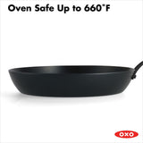 OXO Carbon Steel Obsidian Series 12-Inch Frypan with Silicone Sleeve L4