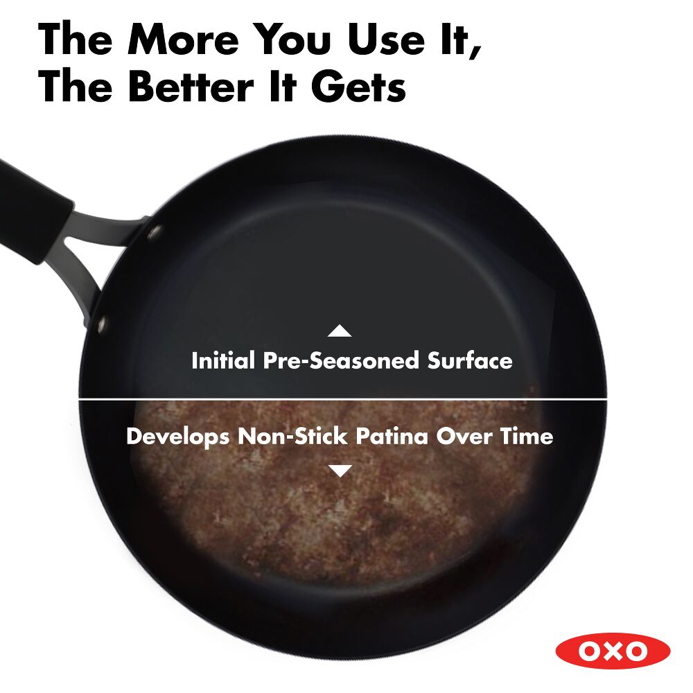 Obsidian Carbon Steel 10-Inch Crêpe Pan with Silicone Sleeve D3