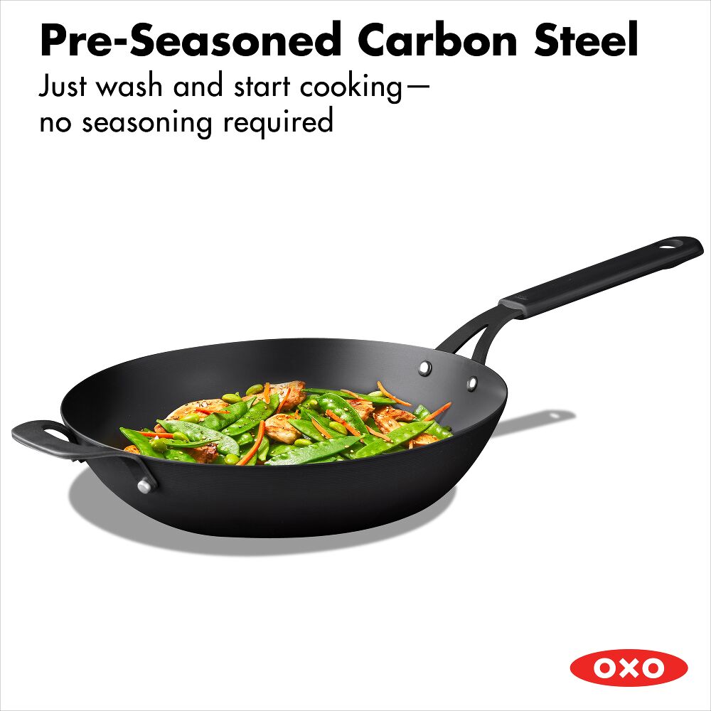 Carbon Steel Obsidian Series 12-Inch Wok with Silicone Sleeve O3