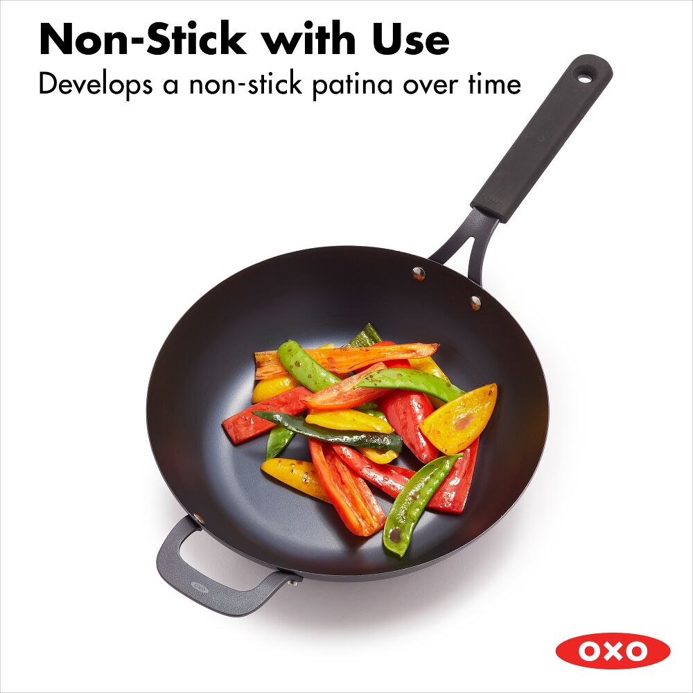 Carbon Steel Obsidian Series 12-Inch Wok with Silicone Sleeve O3