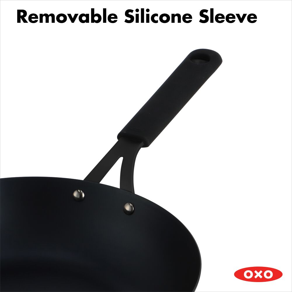 Carbon Steel Obsidian Series 12-Inch Wok with Silicone Sleeve O3