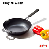 Carbon Steel Obsidian Series 12-Inch Wok with Silicone Sleeve O3